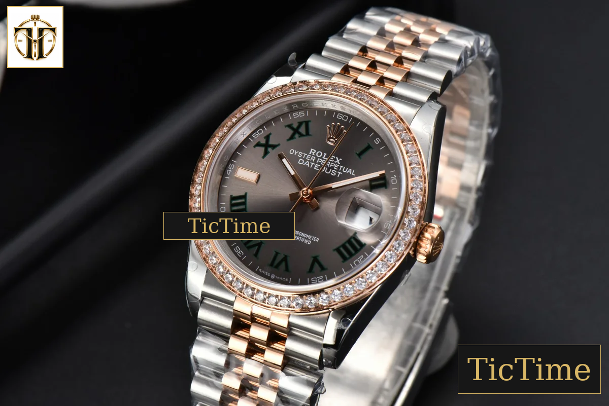 DateJust 36mm BPF RG/SS Diamond Bezel Gray Wimbledon Dial Jubilee Bracelet A2824 — foto 4
