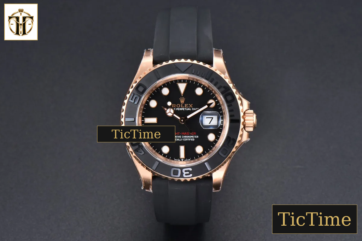 Yacht-Master 904L 126655 40mm Clean Factory RG Ceramic Black Dial Oysterflex Strap VR3235 — foto 3