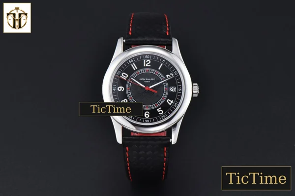 Foto frontal — Calatrava 6007G 40mm ZF Black Dial Red Hand Nylon Strap 9015