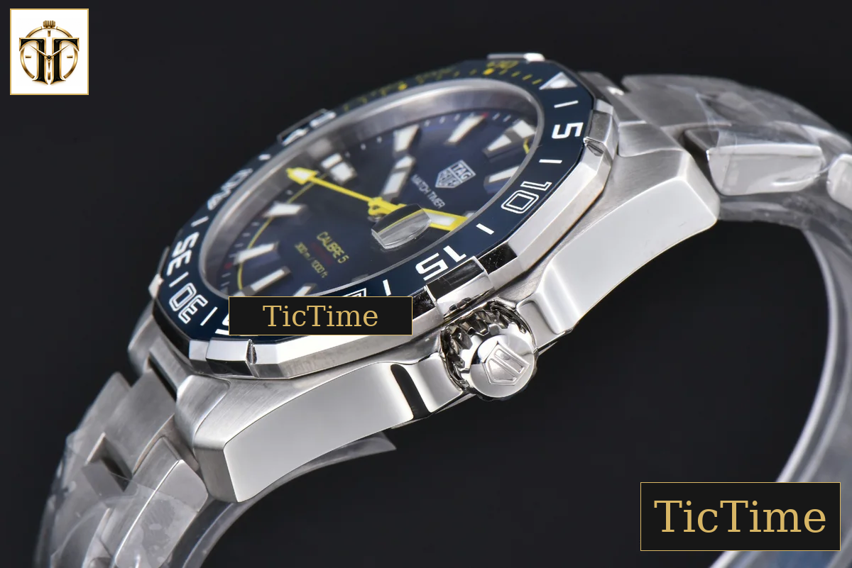 Aquaracer Calibre 5 43mm OF Blue Dial Blue Bezel Yellow Hands SS Bracelet Swiss SW200 — foto 12