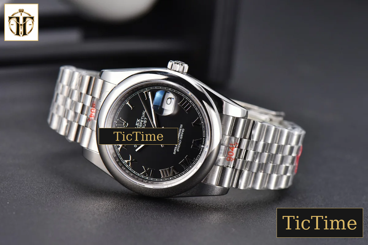 DateJust 36mm GMF SS Smooth Bezel Black Dial Roma Marker Jubilee Bracelet VR3235 — foto 16