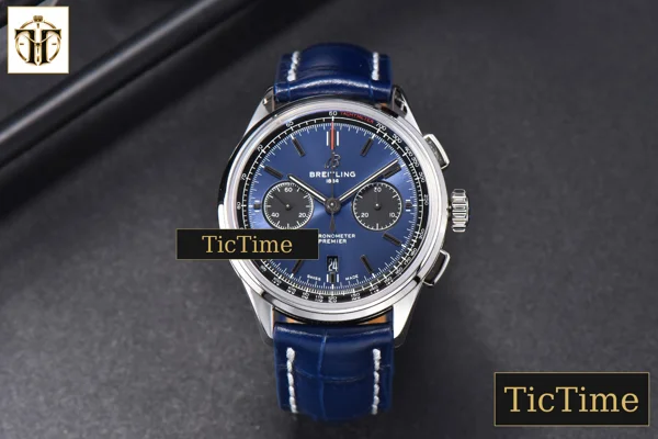 Foto frontal — Premier B01 Chrono 42mm GF Blue Dial Blue Leather Strap A7750