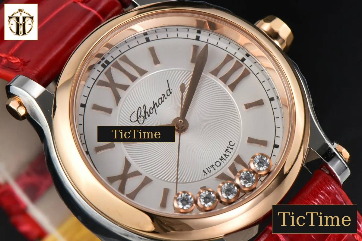 Happy Sport Automatic 33mm HWF RG/SS White Dial Red Leather Strap A2892 — foto 11