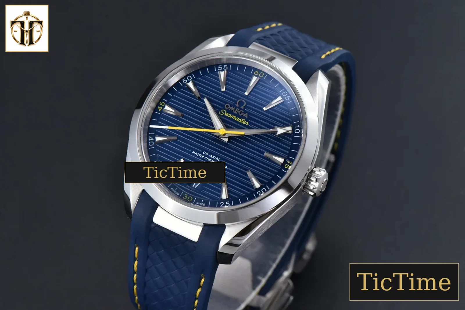 Aqua Terra 150M 41mm VSF SS Dark Blue Dial Yellow Hand Dark Blue Rubber Strap A8900 — foto 4
