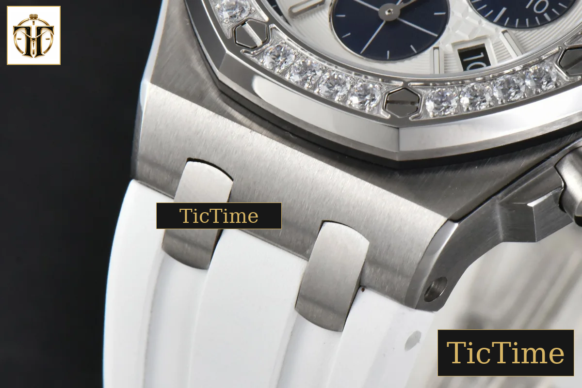 Offshore Ladies 26231ST 37mm RXWF Diamond White Dial Blue Subdial White Rubber Strap Quartz — foto 10
