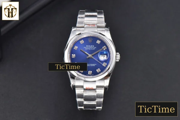 Foto frontal — DateJust 36mm GMF SS Smooth Bezel Blue Dial Diamond Marker Oyster Bracelet VR3235
