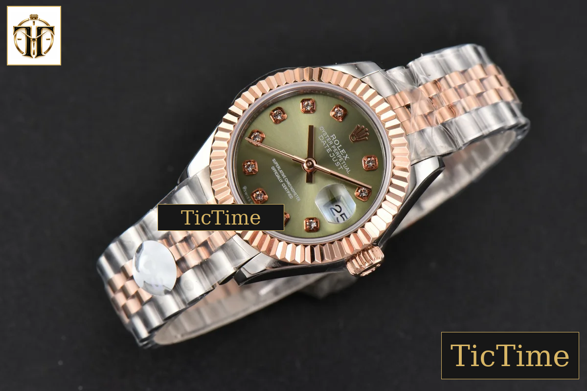 DateJust Ladies 28mm WF RG/SS Green Dial Diamond Marker Jubilee Bracelet A2236 — foto 4