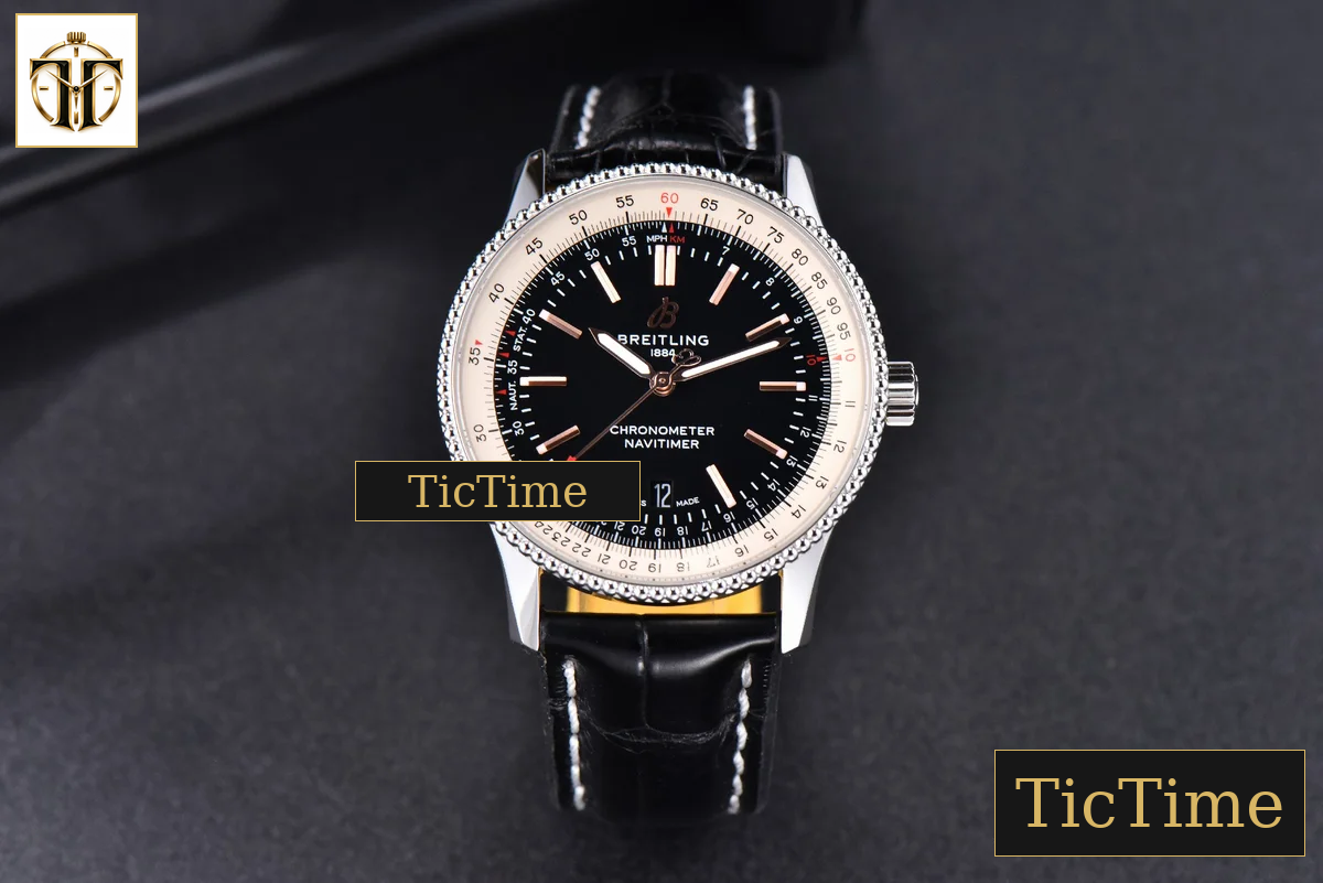Navitimer 41mm TF SS Black Dial White Bezel Black Leather Strap A2824 — foto 3