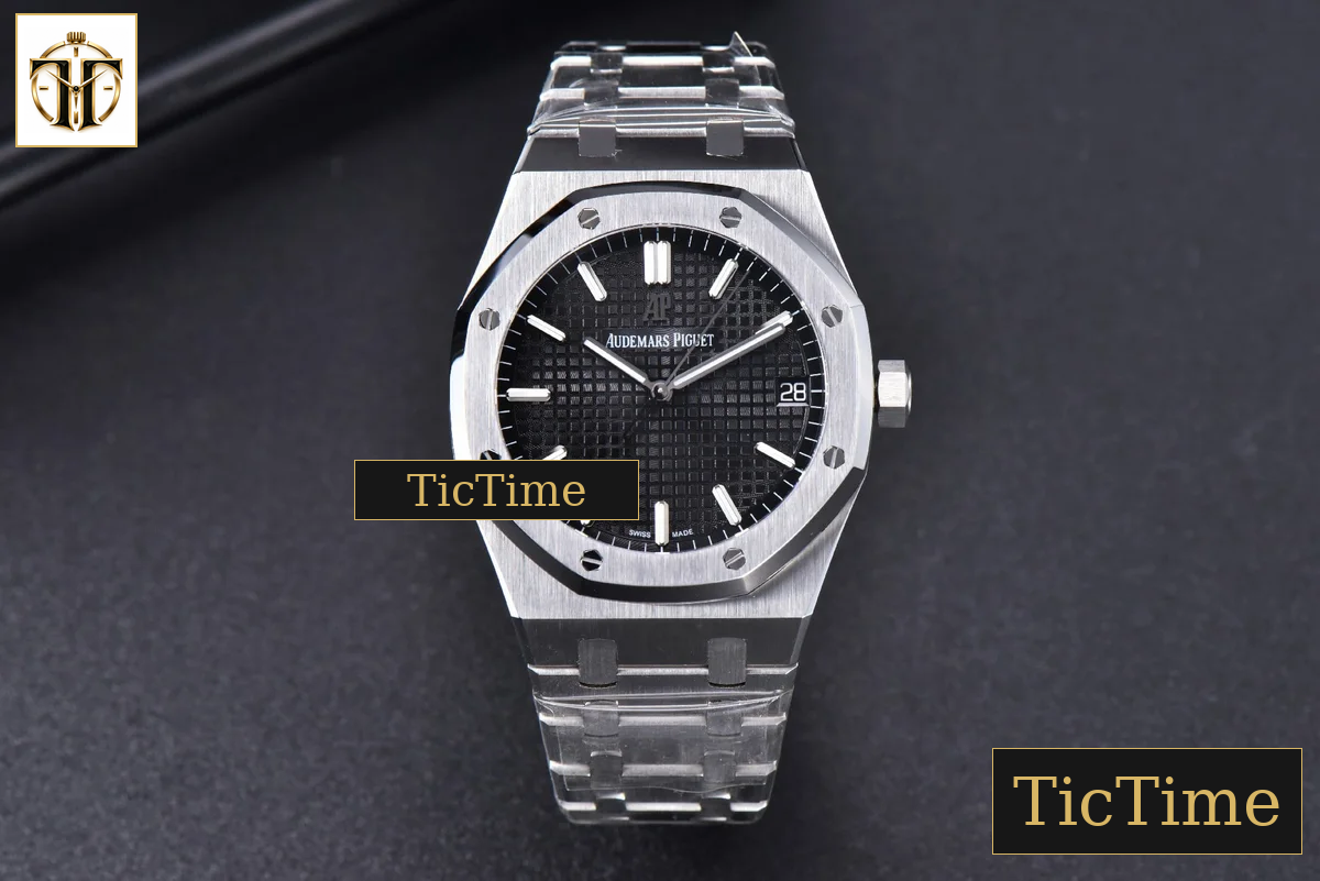 Royal Oak 15500 41mm OMF Black Textured Dial SS Bracelet V2 Miyota 9015 — foto 3