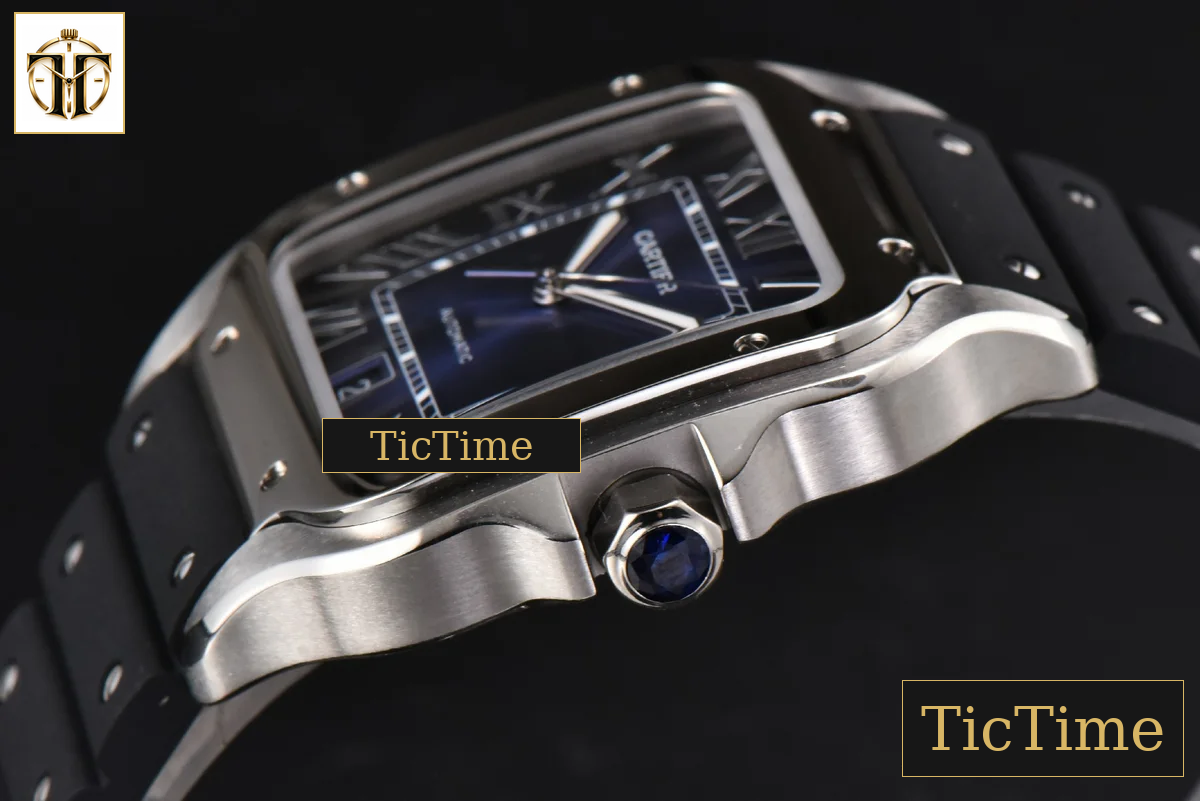 Santos Large 40mm GF Blue Dial Black Rubber Strap Miyota 9015 — foto 9