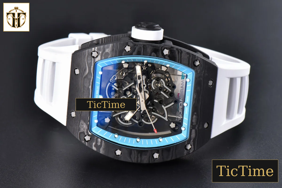 NTPT RM055 43mm ZF Blue Bezel White Crown White Rubber Strap V6 RMUL2 — foto 13
