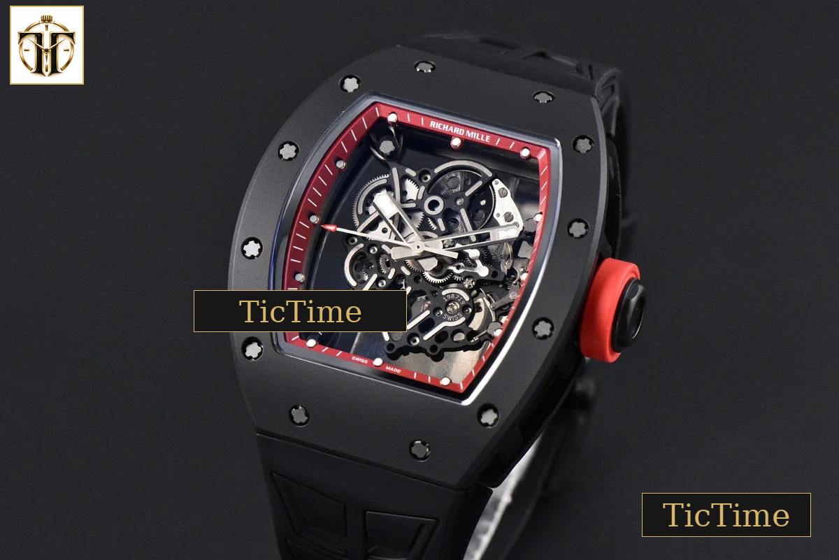 RM055 42.7mm ZF Ceramic Black Bezel Red Skeleton Dial Red Crown Black Rubber Strap RMUL2 — foto 4