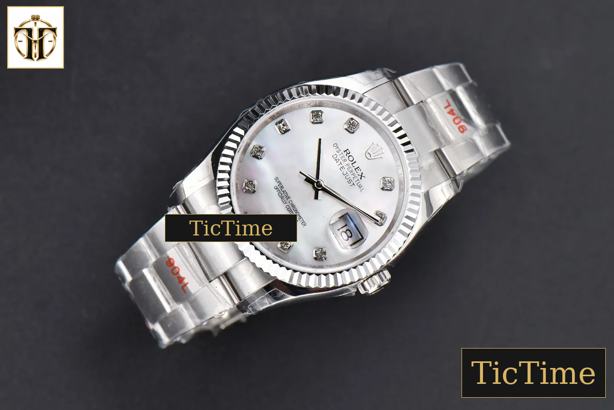 DateJust 36mm GMF SS Smooth Bezel White MOP Dial Diamond Marker Oyster Bracelet VR3235 — foto 4