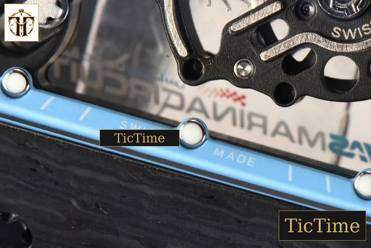 NTPT RM055 42.7mm BBRF Blue Skeleton Dial White Rubber Strap RMUL2 — foto 10