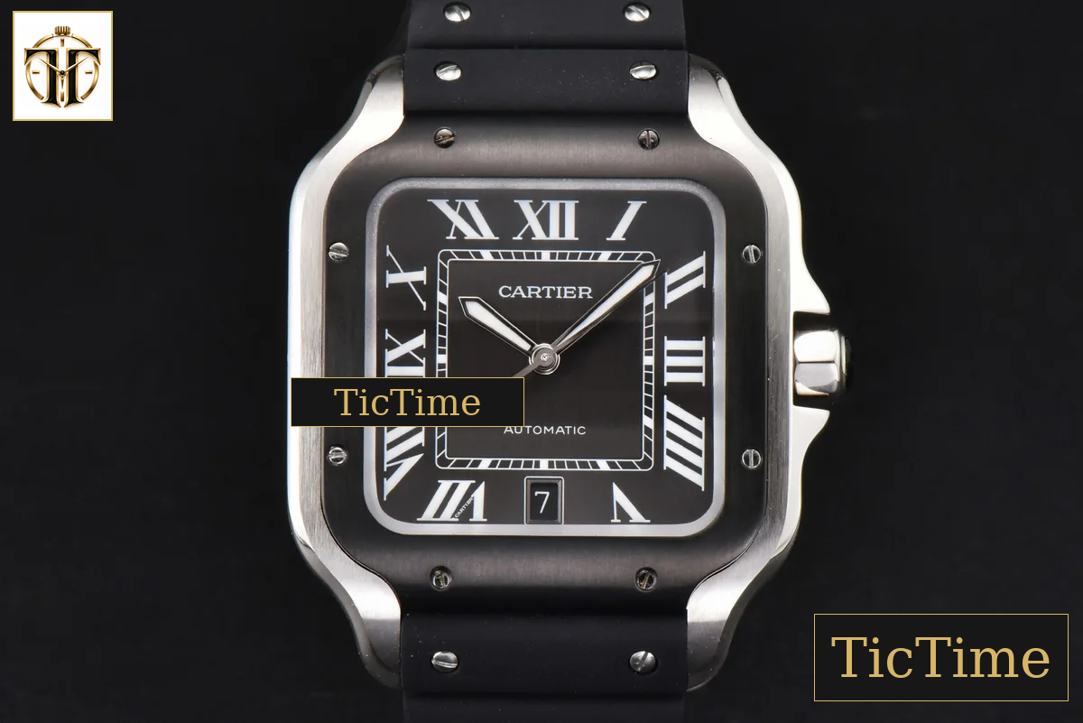 Santos Large 40mm GF Black Dial Black Rubber Strap Miyota 9015 — foto 2