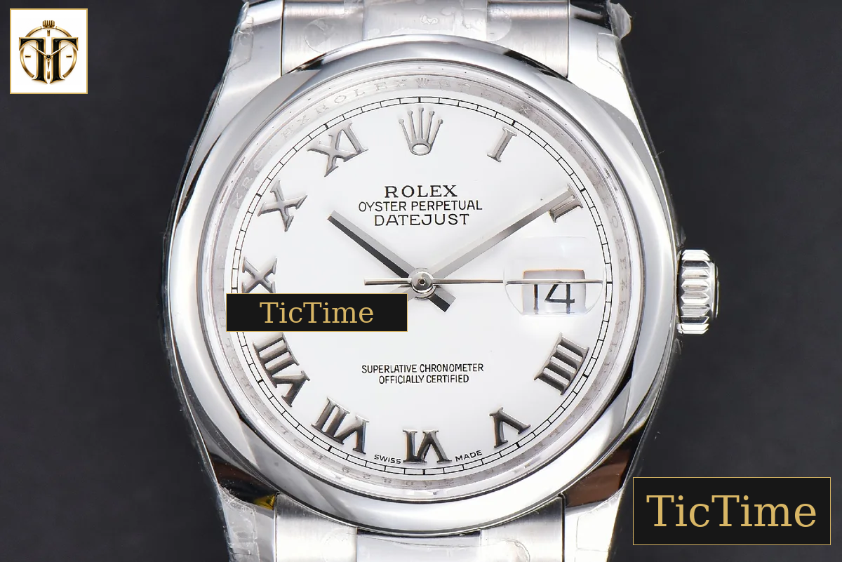 DateJust 36mm GMF SS Smooth Bezel White Dial Roma Marker Oyster Bracelet VR3235 — foto 16
