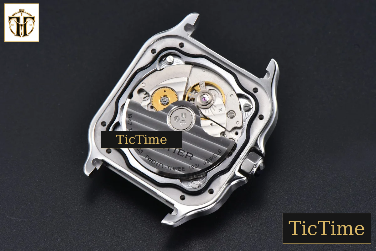 Santos de Cartier Medium 35mm AF SS Black Dial Black Bezel Black Leather Strap Miyota 9015 — foto 17