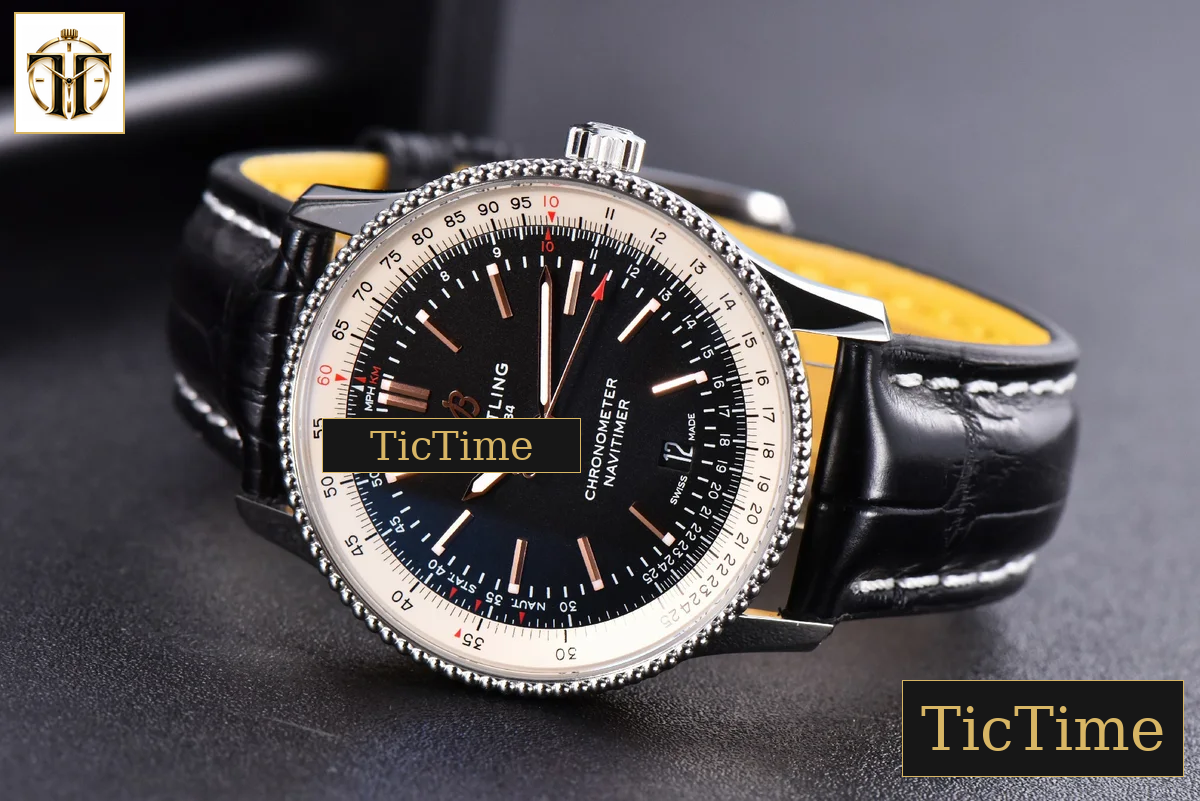 Navitimer 41mm TF SS Black Dial White Bezel Black Leather Strap A2824 — foto 13