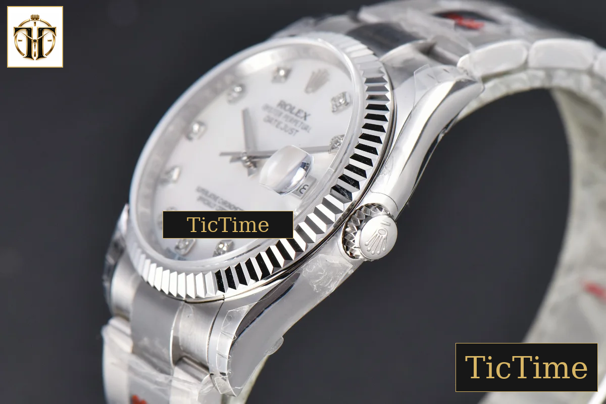DateJust 36mm GMF SS Smooth Bezel White MOP Dial Diamond Marker Oyster Bracelet VR3235 — foto 14