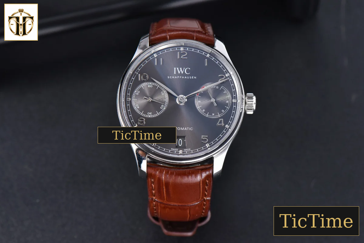 Portuguese PR IW500106 42mm ZF Gray Dial Brown Leather Strap A51011 — foto 3