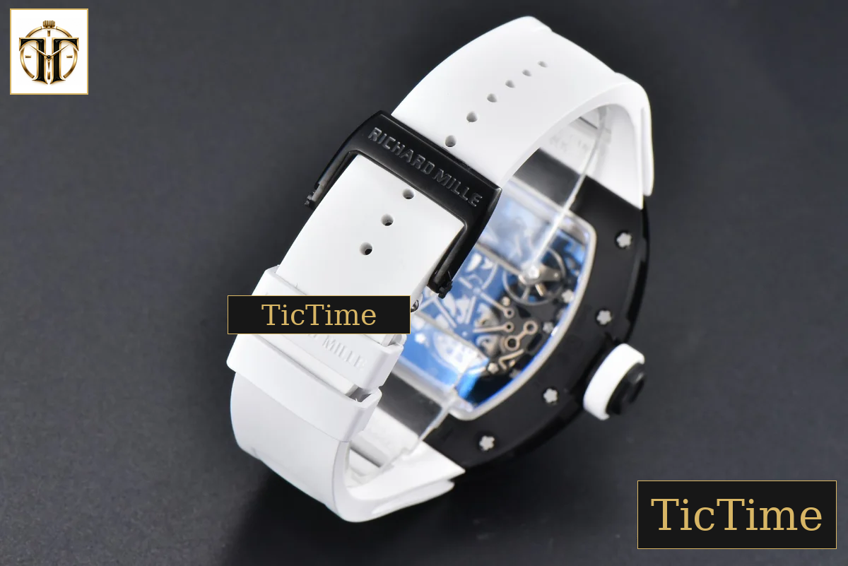 RM055 42.7mm BBRF Black NTPT White Skeleton Dial White Rubber Strap RMUL2 — foto 18