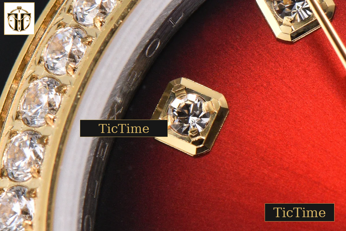DateJust 904L 31mm GMF Diamond Bezel Red Dial Diamond Marker YG/SS Jubilee Bracelet A2824 — foto 9