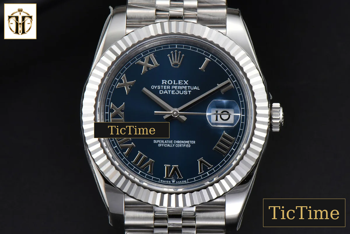 DateJust 904L Fluted Bezel 126334 41mm ARF Blue Dial Roma Marker Jubilee Bracelet 2824 — foto 2