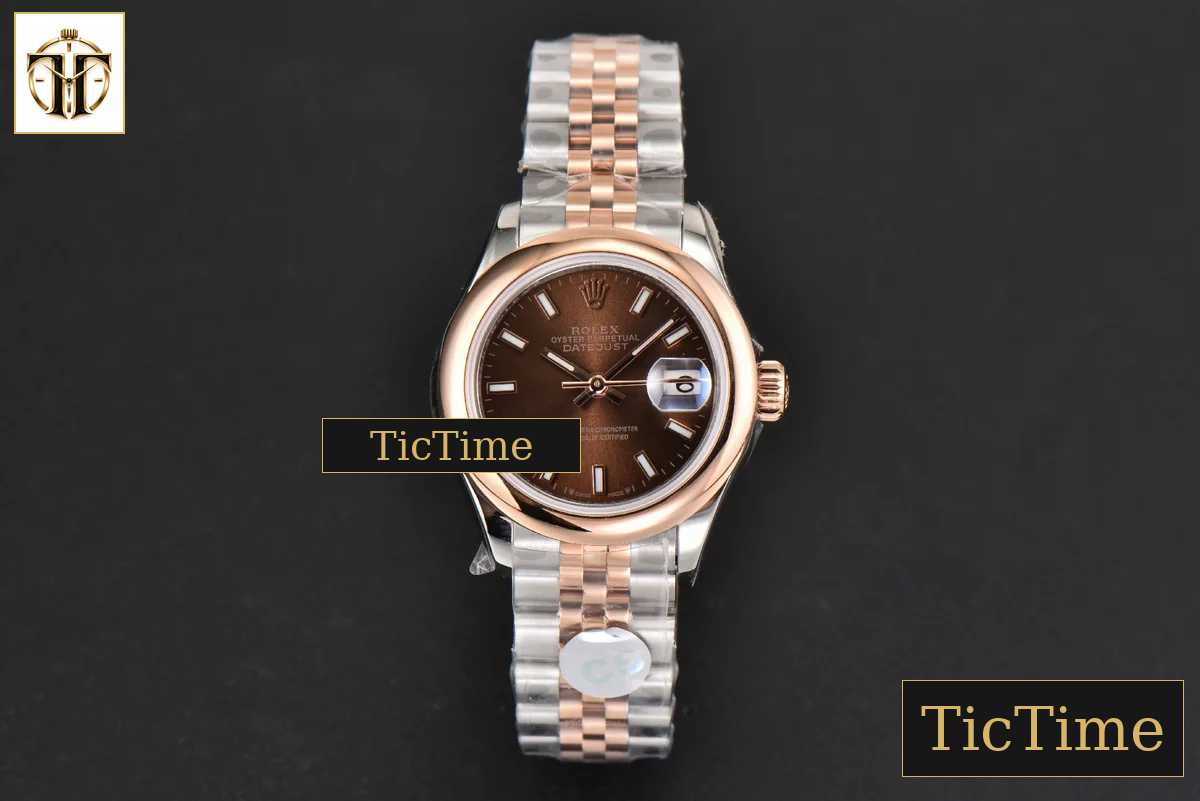 DateJust Ladies 28mm WF RG/SS Smooth Bezel Brown Dial Jubilee Bracelet A2236 — foto 3