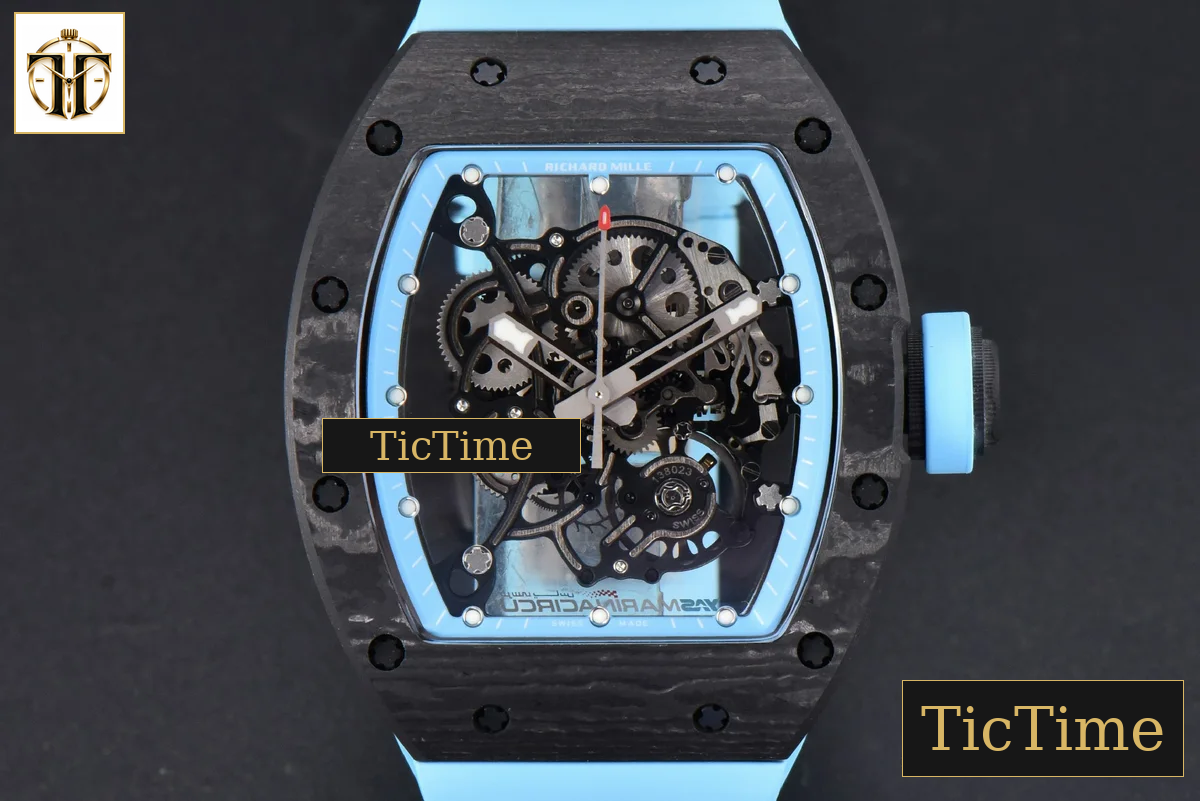 NTPT RM055 42.7mm BBRF Blue Skeleton Dial Blue Rubber Strap RMUL2 — foto 2