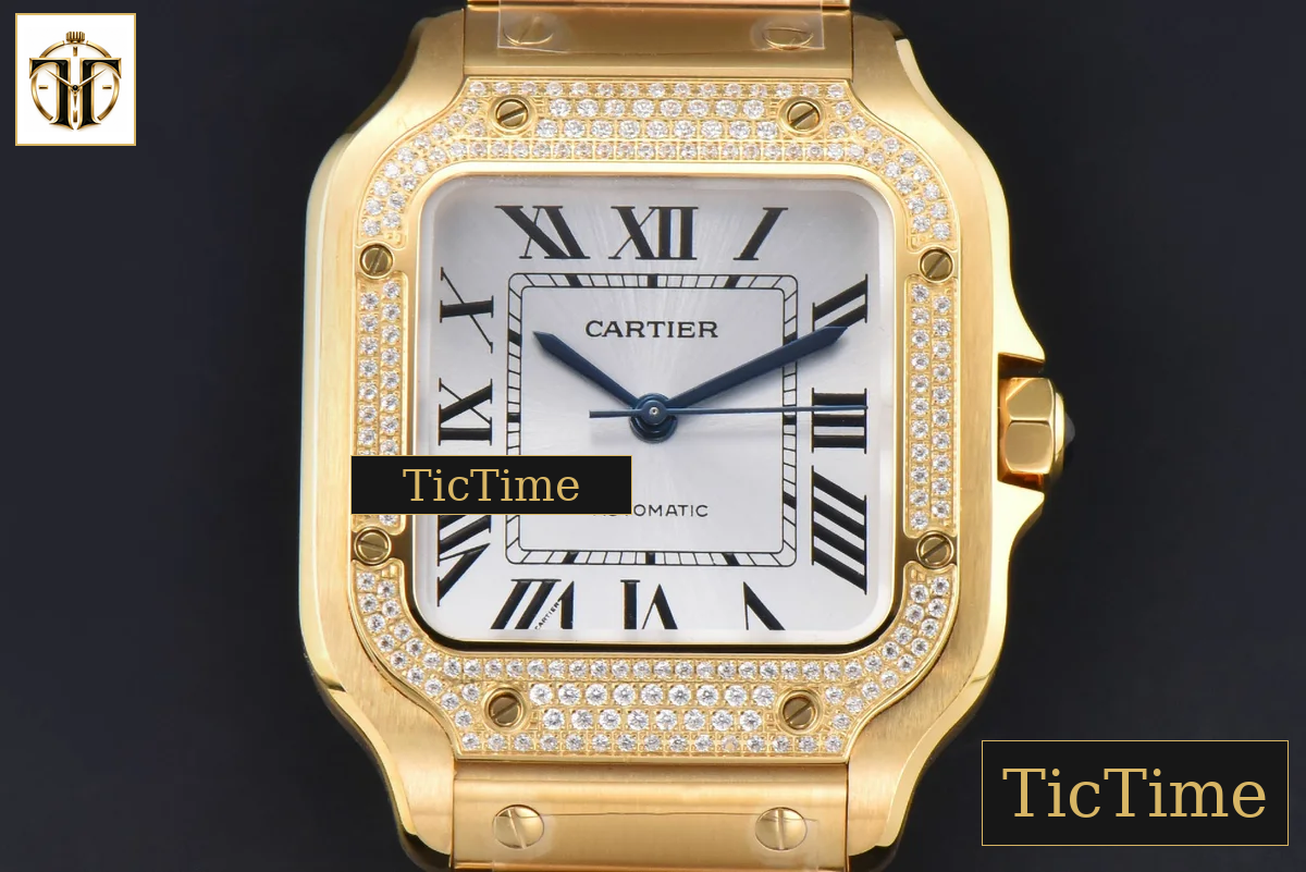 Santos de Cartier Medium 35mm BVF YG Diamond Bezel White Dial YG Bracelet Miyota 9039 — foto 2