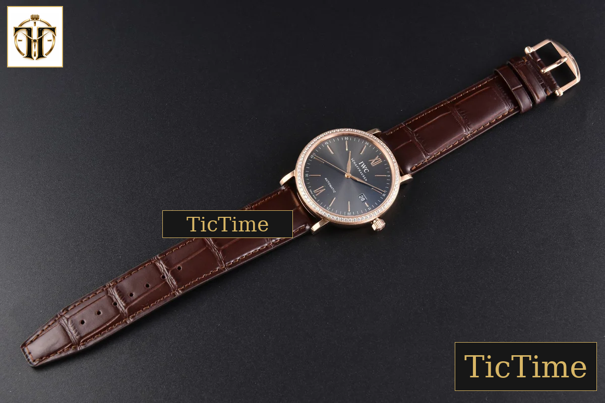 Portofino 40mm V7F RG Diamond Gray Dial RG Marker Brown Leather Strap A2892 — foto 30