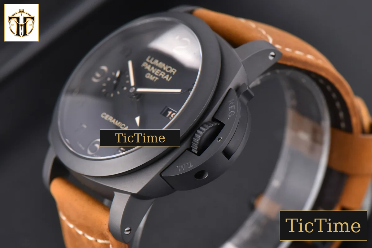 Luminor 1950 GMT PAM441 44mm VSF Ceramic 3 Days Black DIal Leather Strap P9001 — foto 9