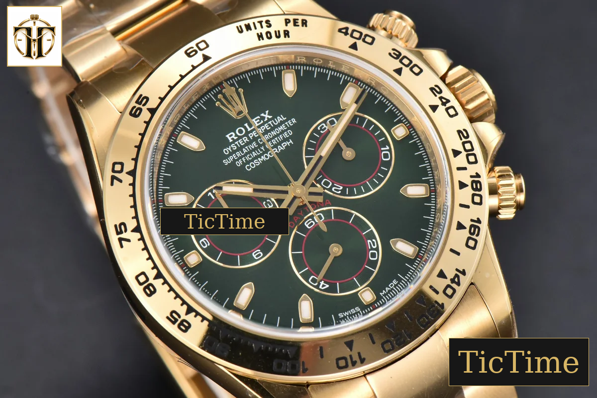 Daytona 116508 40mm Clean Factory YG 904L Green Dial YG Bracelet SA4130 — foto 13