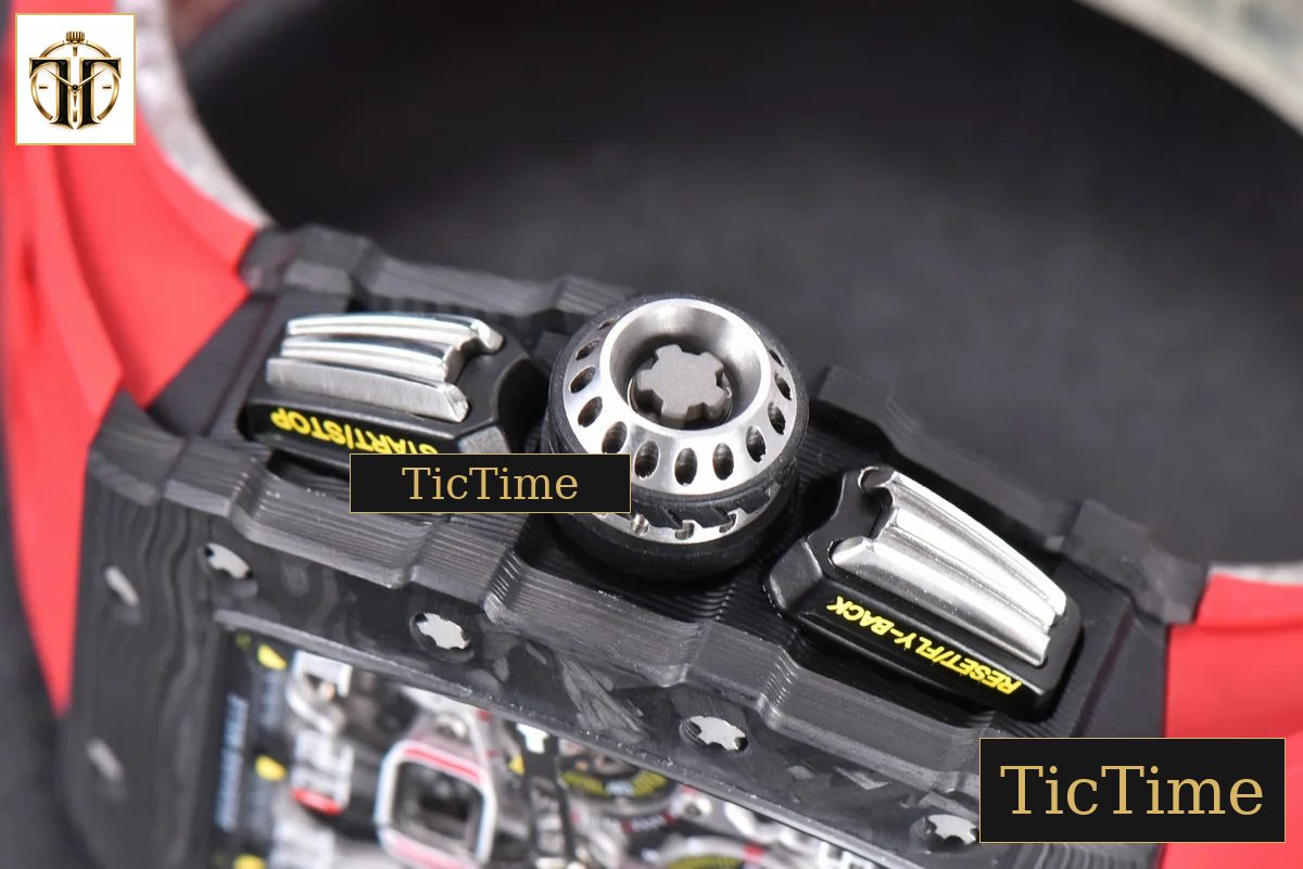 NTPT Chrono RM011 KVF Skeleton Dial Black Crown Red Rubber Strap V2 A7750 — foto 14