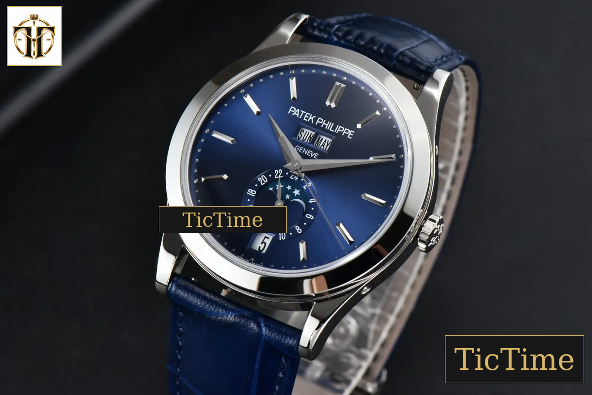 Complications 5396 38.5mm ZF Blue Dial Moonphase Stick Markers Black Leather Strap MY9015 — foto 4