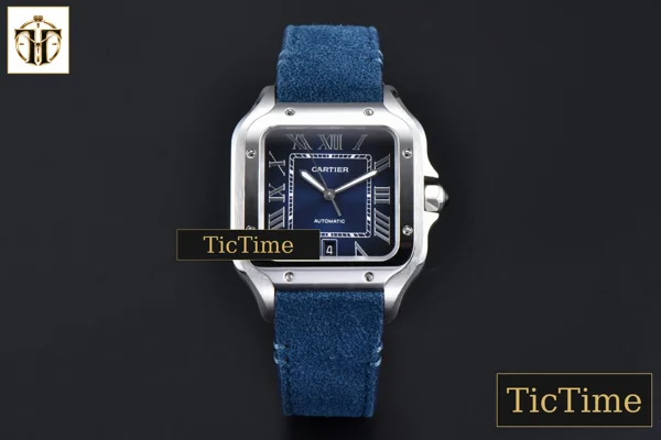 Foto frontal — Santos de Cartier Large 40mm AF SS Blue Dial Blue Leather Strap Miyota 9015