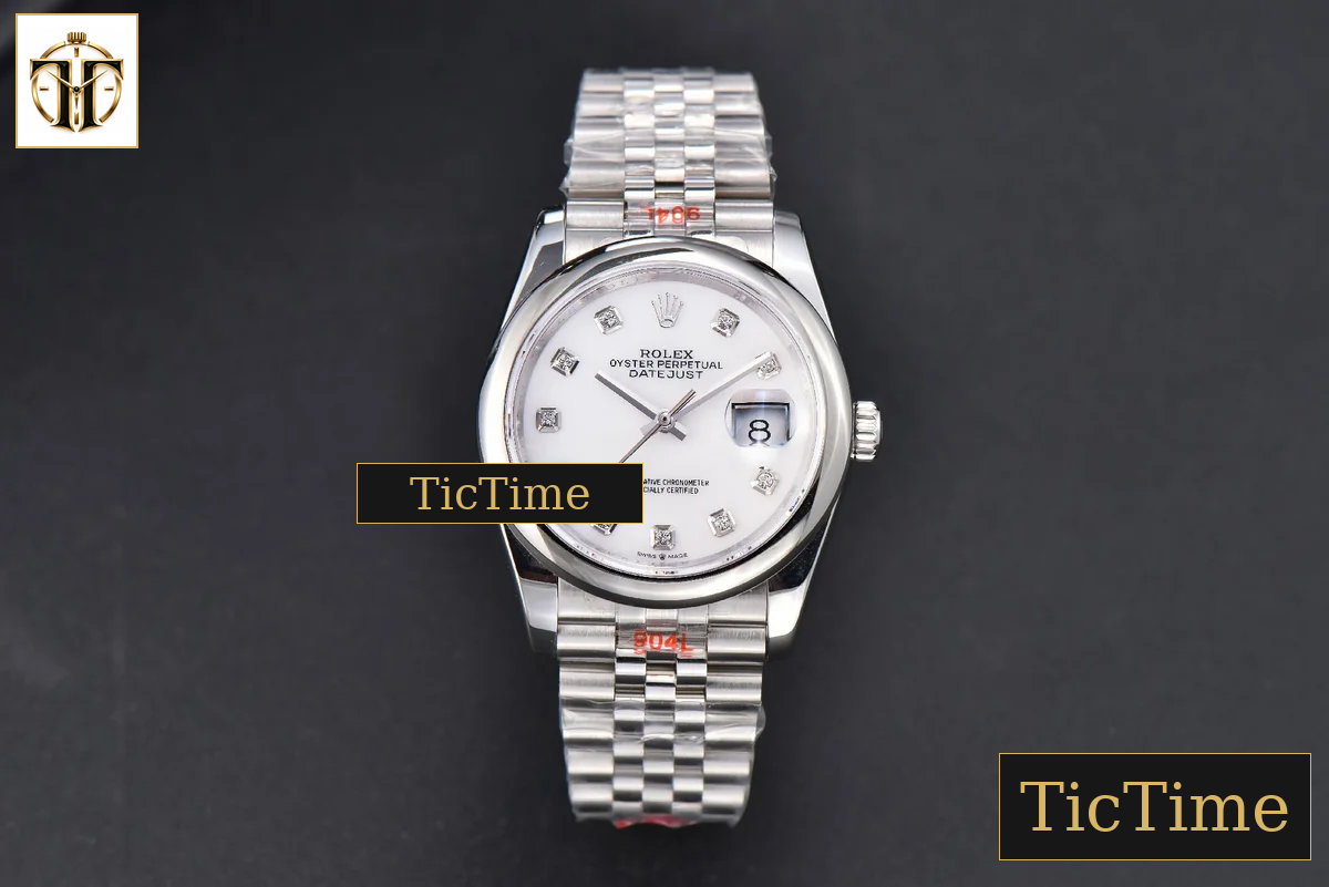 DateJust 36mm GMF SS Smooth Bezel White Dial Diamond Marker Jubilee Bracelet VR3235 — foto 2