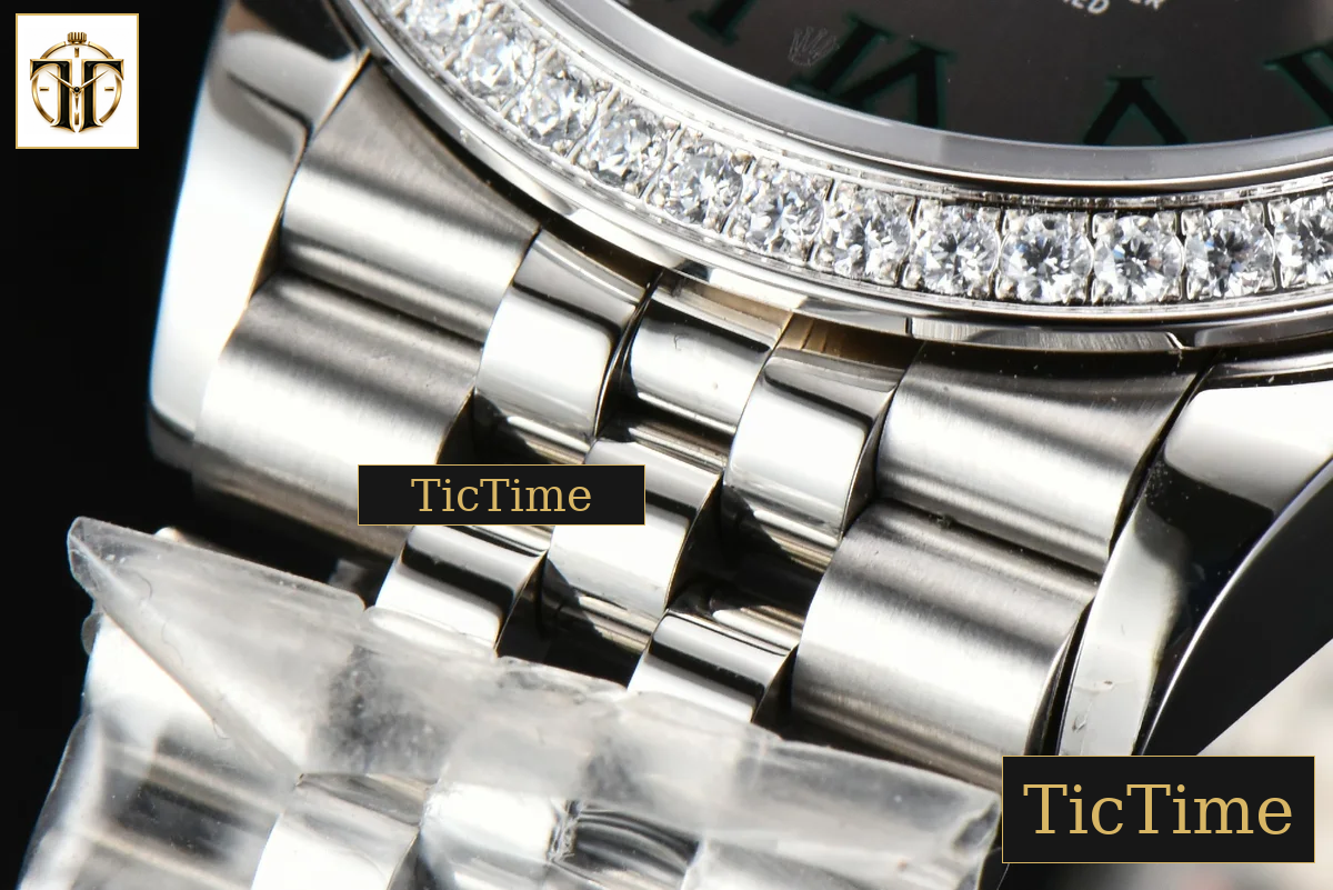 DateJust 36mm BPF Diamond Wimbledon Gray Dial Green Roma Marker Jubilee Bracelet A2824 — foto 17