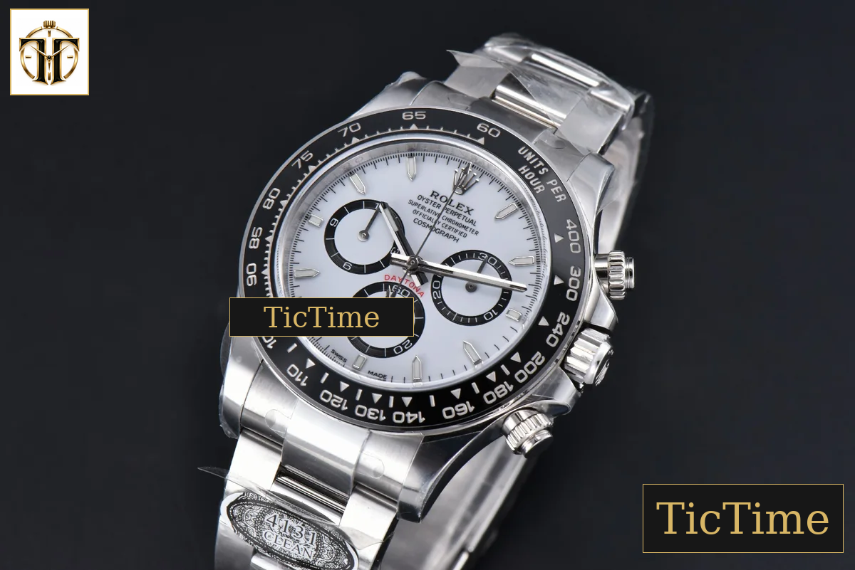 Daytona Panda 904L 126500 40mm Clean Factory White Dial Black Bezel SS Bracelet DD4131 — foto 5