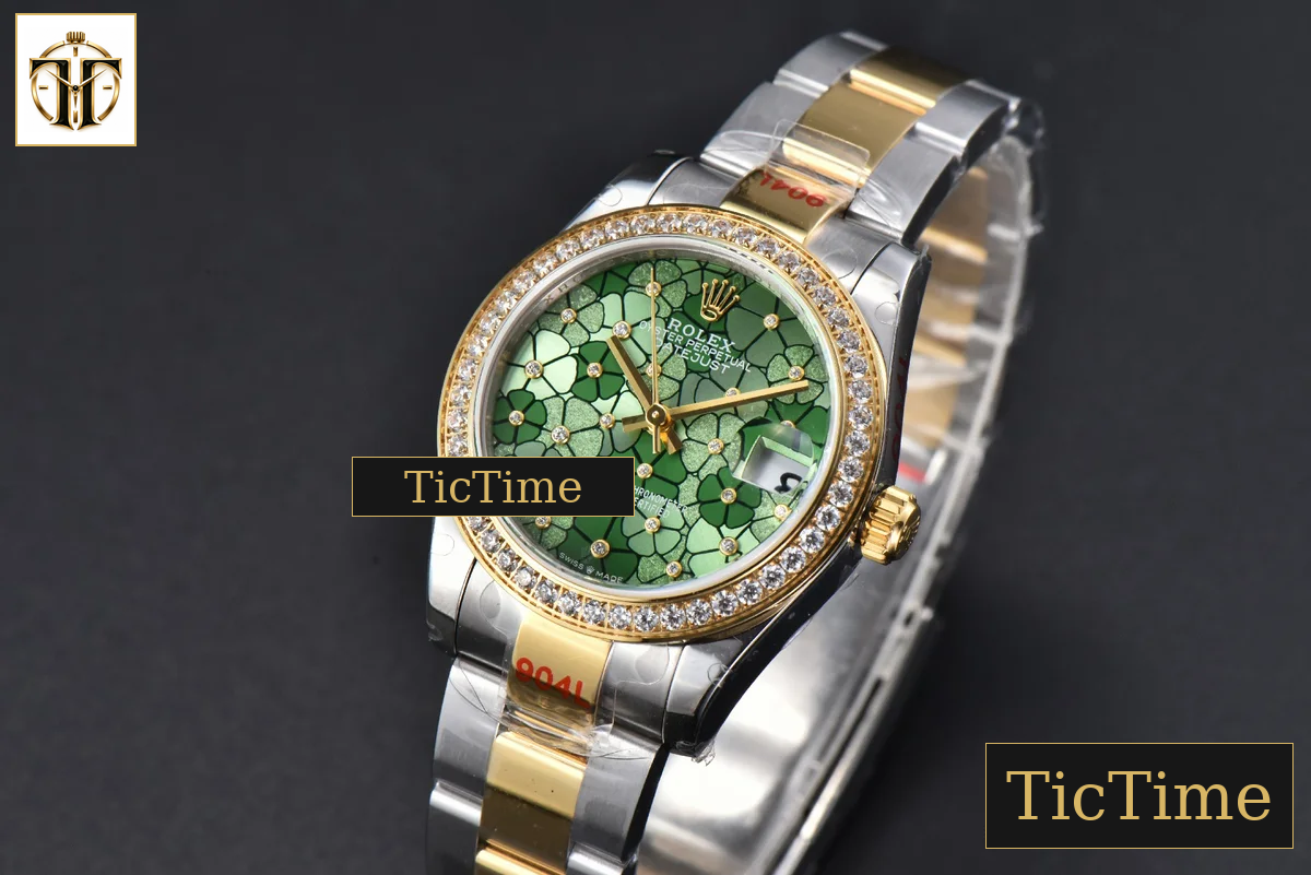DateJust 904L 31mm GMF YG Diamond Bezel Green Flowers Dial Oyster Bracelet A2824 — foto 4