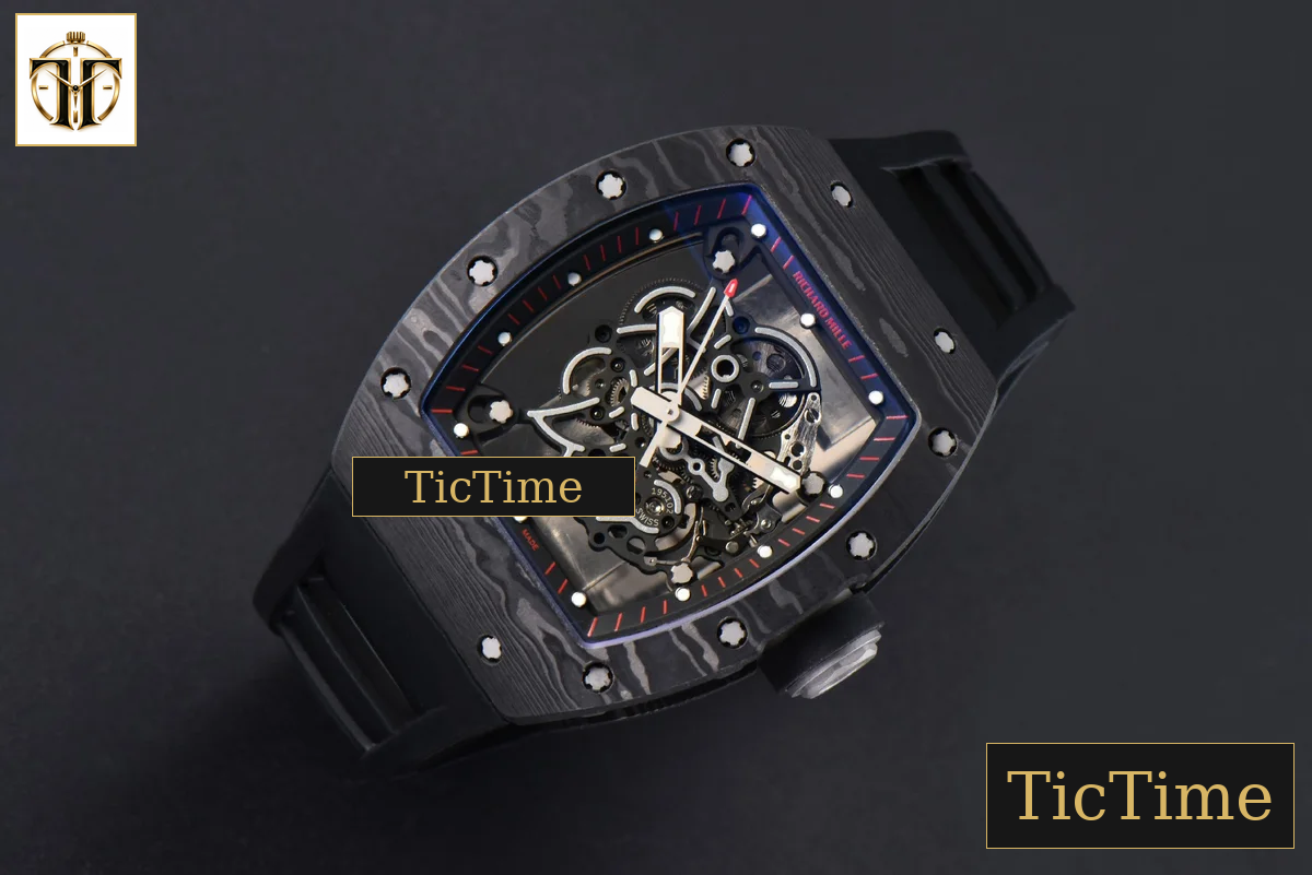 NTPT RM055 43mm ZF Black Bezel Black Crown Black Rubber Strap V6 RMUL2 — foto 4