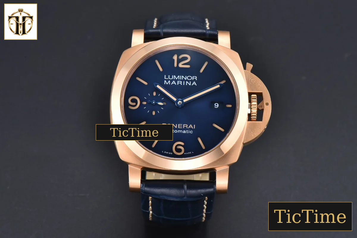 PAM1114 44mm TTF RG Blue Dial Blue Leather Strap P9010 — foto 3