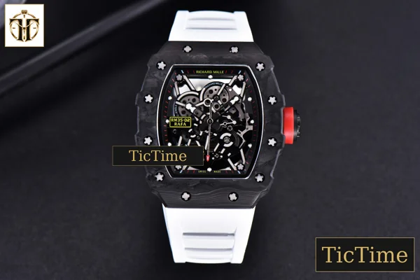 Foto frontal — RM035-02 KVF Skeleton Dial Red White Rubber Strap V3 Miyota8215