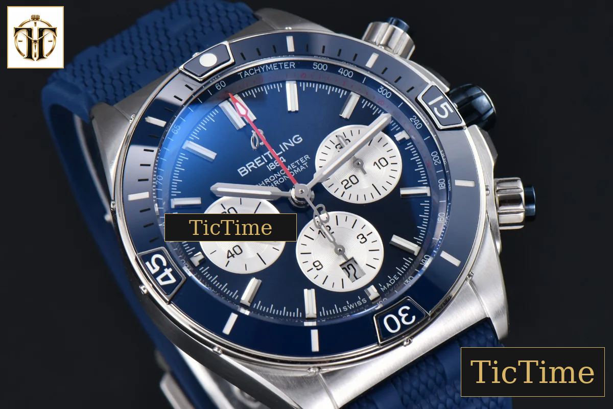 Chronomat B01 44mm BLSF Blue Bezel Blue Dial White Subdial White Rubber Strap 7750 — foto 12