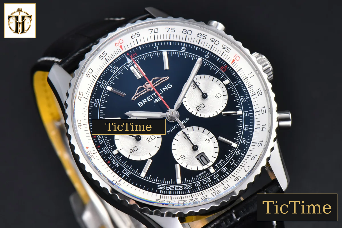 Navitimer B01 43mm BLSF Black Dial Black Leather Strap A7750 — foto 12