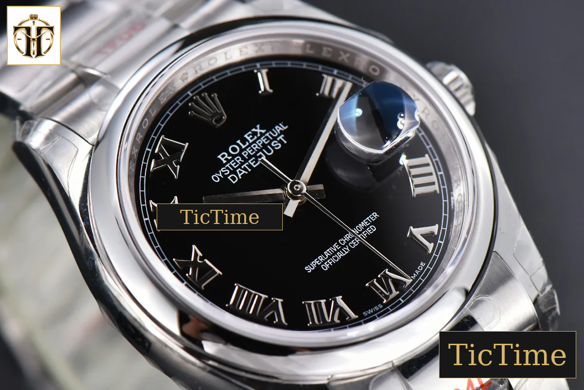 DateJust 36mm GMF SS Smooth Bezel Black Dial Roma Marker Oyster Bracelet VR3235 — foto 9