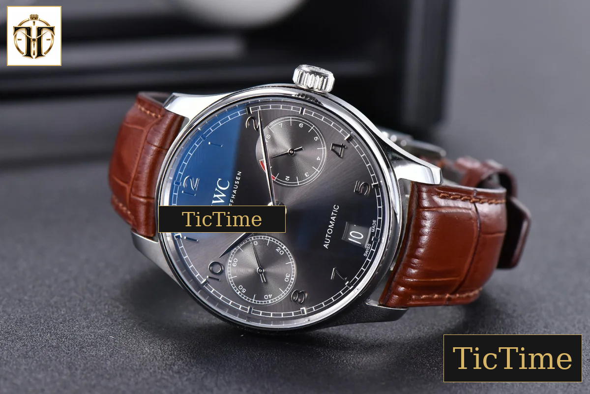 Portuguese PR IW500106 42mm ZF Gray Dial Brown Leather Strap A51011 — foto 13