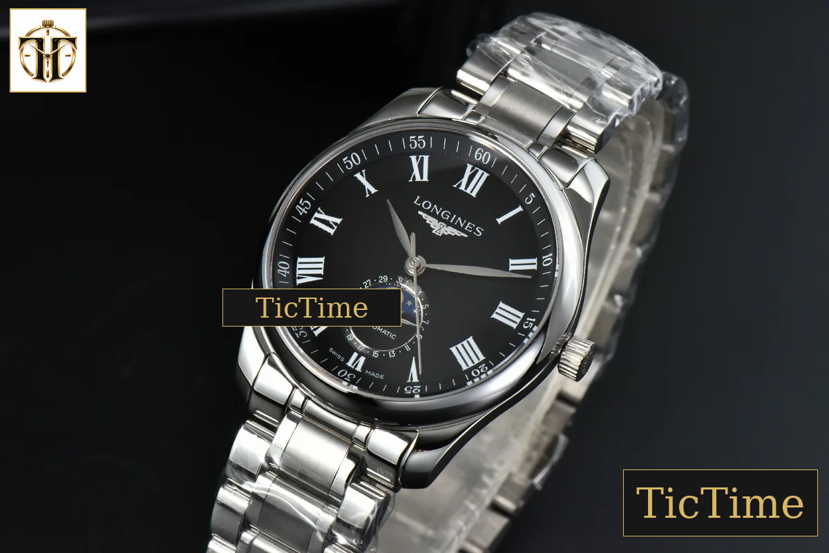 Master Moonphase 40mm GF Black Dial Roma Marker SS Bracelet A899 — foto 3