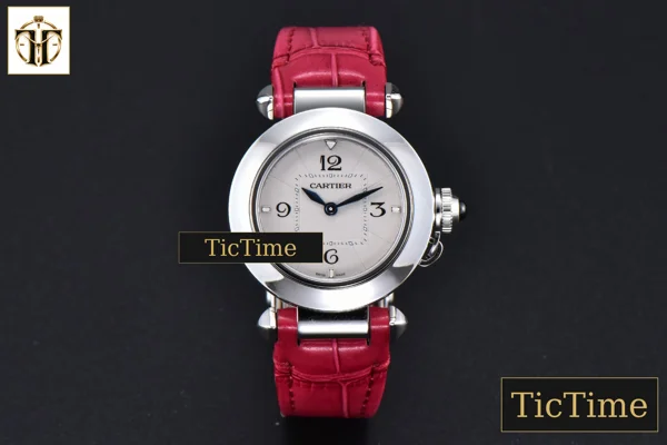 Foto frontal — Pasha Ladies 30mm AF White Dial Rose Red Leather Strap Jap Quartz