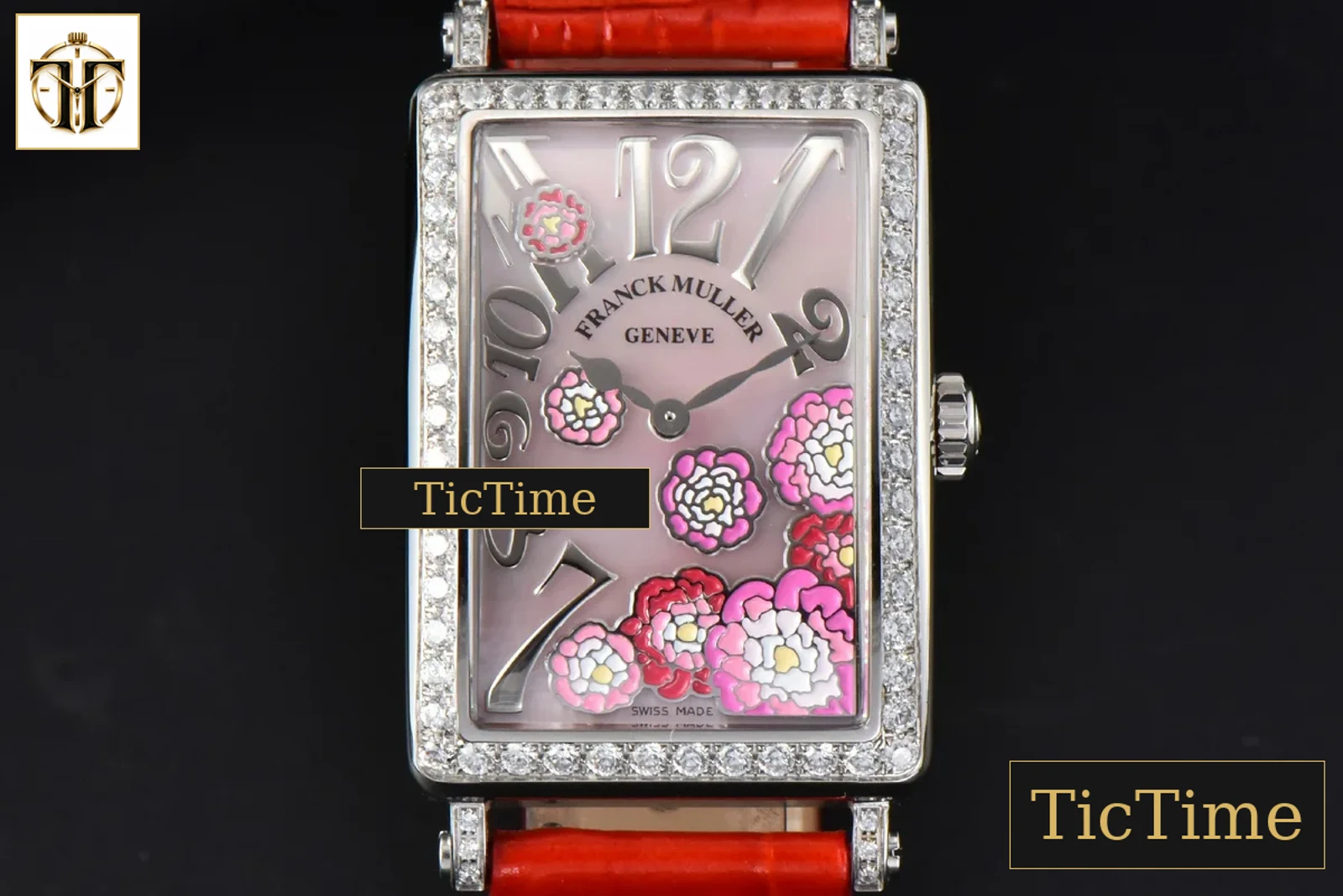 Long Island Ladies 26mm ZF Diamond MOP Dial Red Leather Strap Swiss Ronda Quartz — foto 2